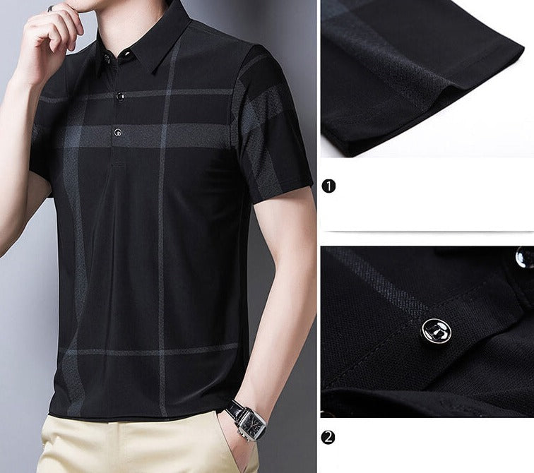 Men's Slim-Fit Checked Polo