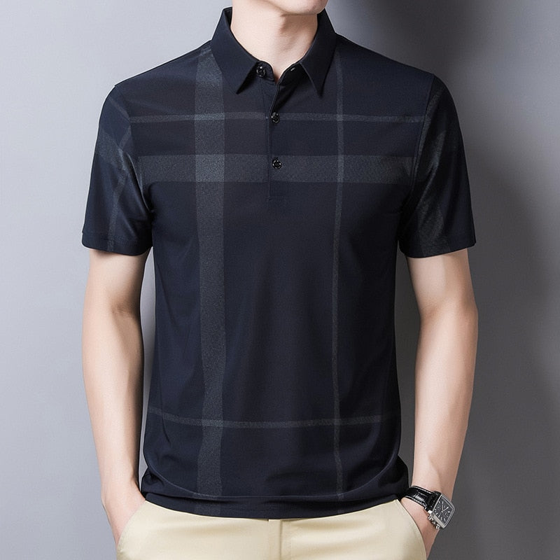 Men's Slim-Fit Checked Polo