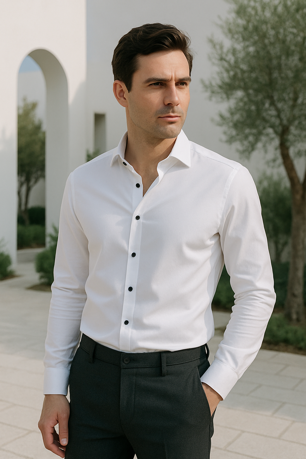 Men's Smart Casual Shirt Wrinkle-Free Stretch