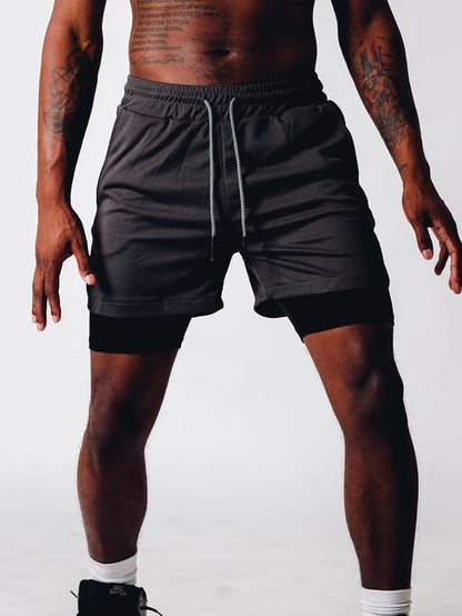 Men's Sport Shorts 2-in-1 Breathable Polyester For Training and Outdoor Sports