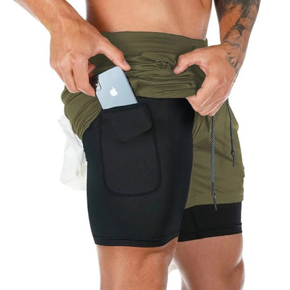 Men's Sport Shorts 2-in-1 Breathable Polyester For Training and Outdoor Sports