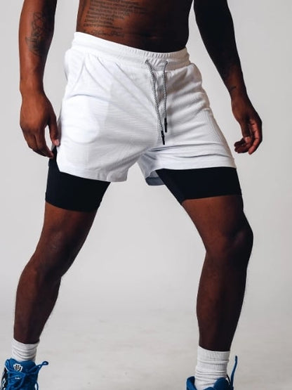 Men's Sport Shorts 2-in-1 Breathable Polyester For Training and Outdoor Sports