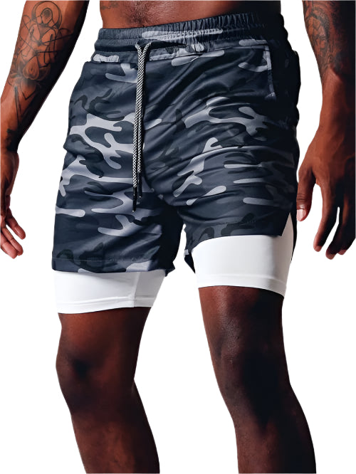 Men's Sport Shorts 2-in-1 Breathable Polyester For Training and Outdoor Sports