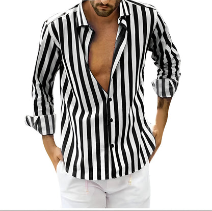 Men's Striped Cotton Blend Casual Shirt for Comfort and Style