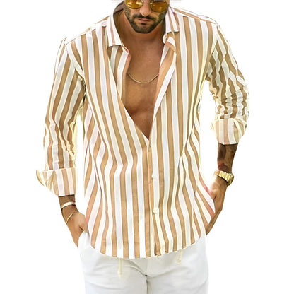 Men's Striped Cotton Blend Casual Shirt for Comfort and Style
