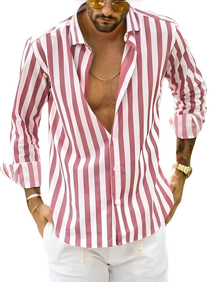 Men's Striped Cotton Blend Casual Shirt for Comfort and Style