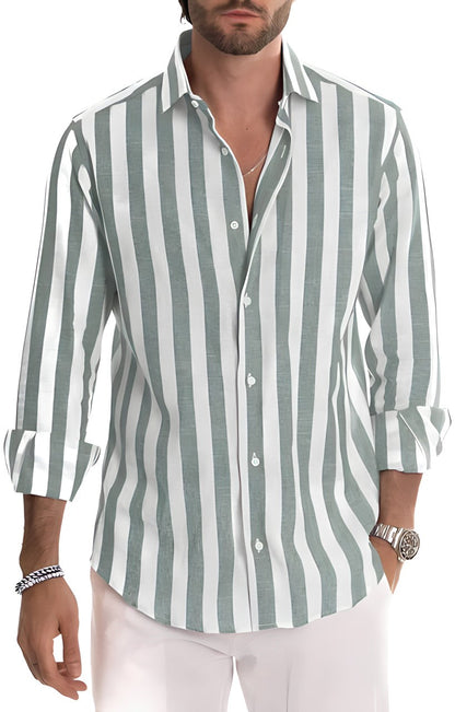 Men's Striped Cotton Blend Casual Shirt for Comfort and Style