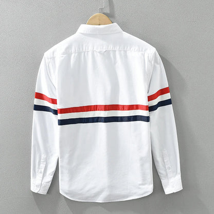 Men's Striped Patchwork Casual Cotton Shirt