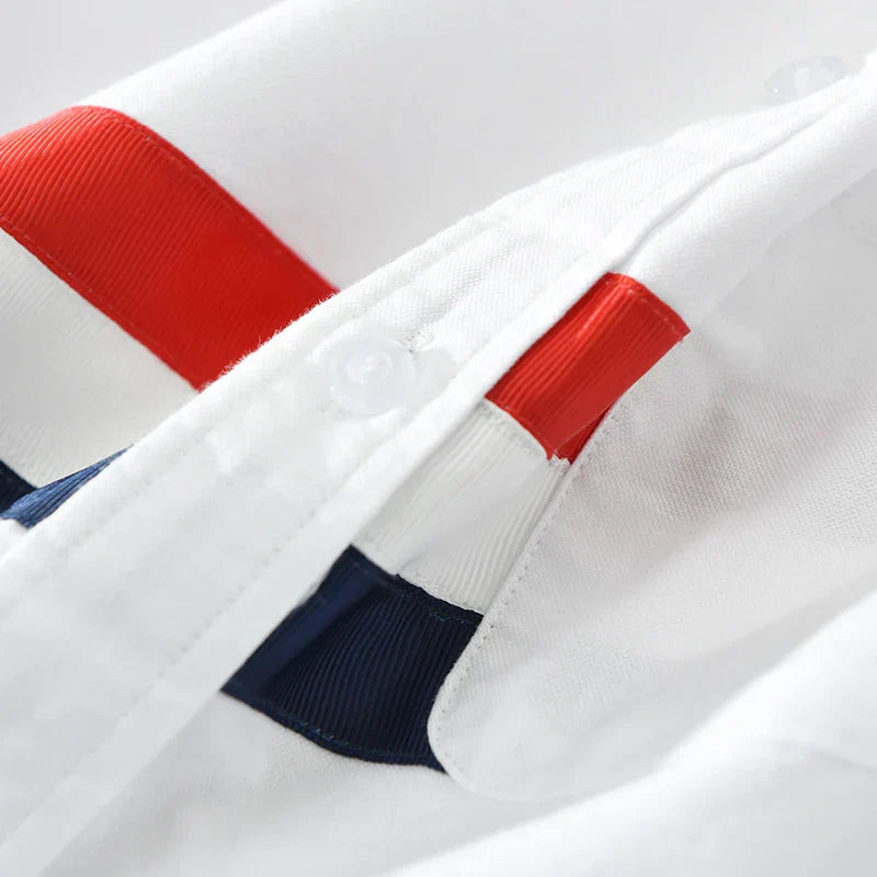 Men's Striped Patchwork Casual Cotton Shirt