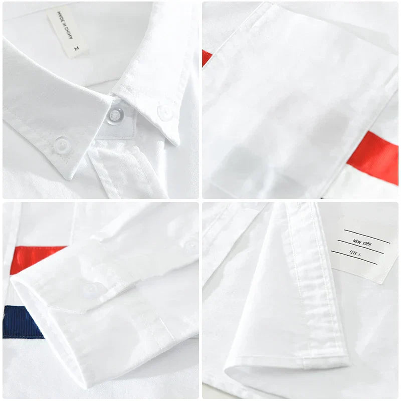 Men's Striped Patchwork Casual Cotton Shirt
