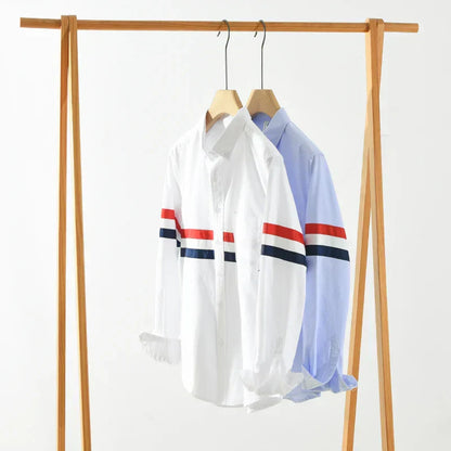 Men's Striped Patchwork Casual Cotton Shirt