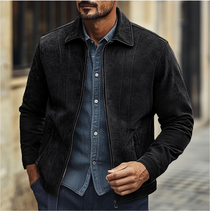 Men's Suede Jacket with Unique Design
