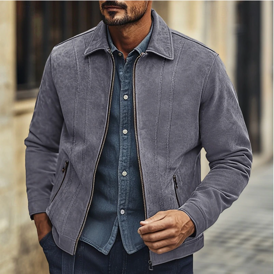 Men's Suede Jacket with Unique Design