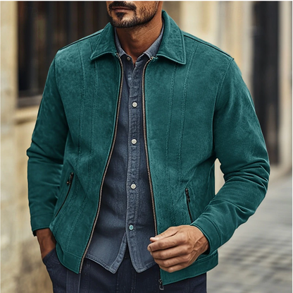 Men's Suede Jacket with Unique Design