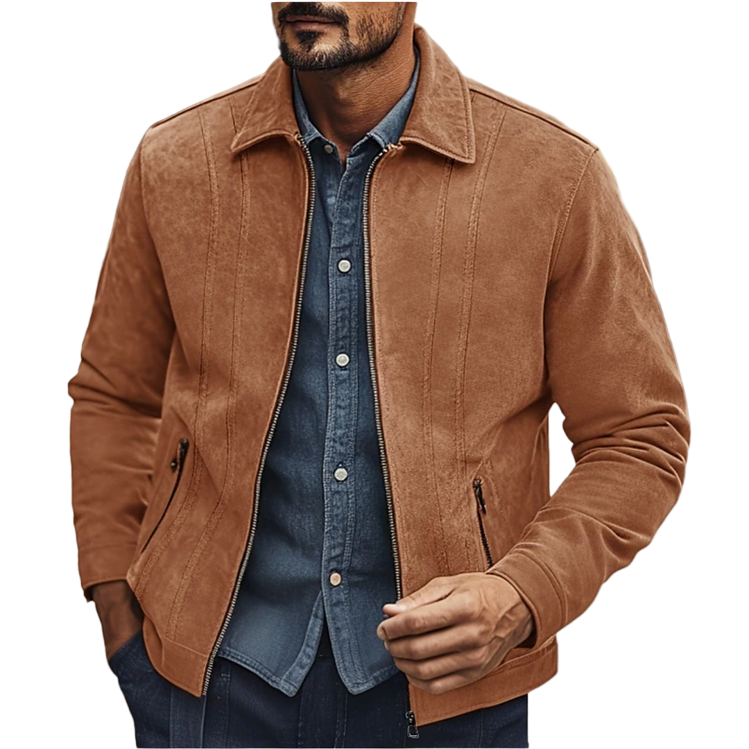 Men's Suede Jacket with Unique Design