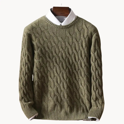 Men's Sweater Classic Round Neck With Honeycomb Seams