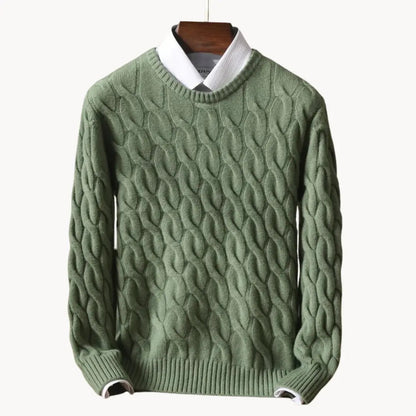 Men's Sweater Classic Round Neck With Honeycomb Seams