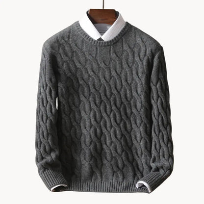 Men's Sweater Classic Round Neck With Honeycomb Seams