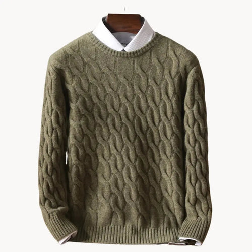 Men's Sweater Classic Round Neck With Honeycomb Seams
