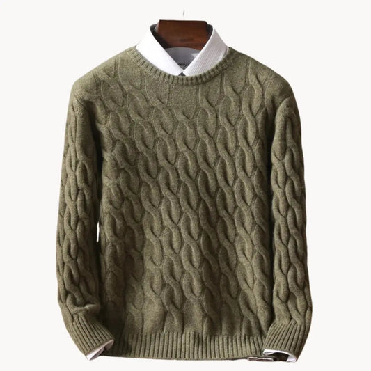 Men's Sweater Classic Round Neck With Honeycomb Seams