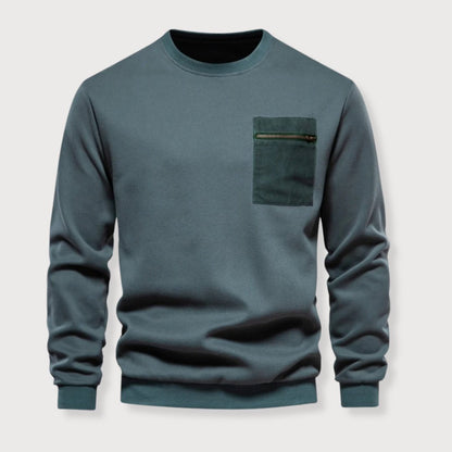 Men's Sweater Crewneck With Zipped Pocket Casual