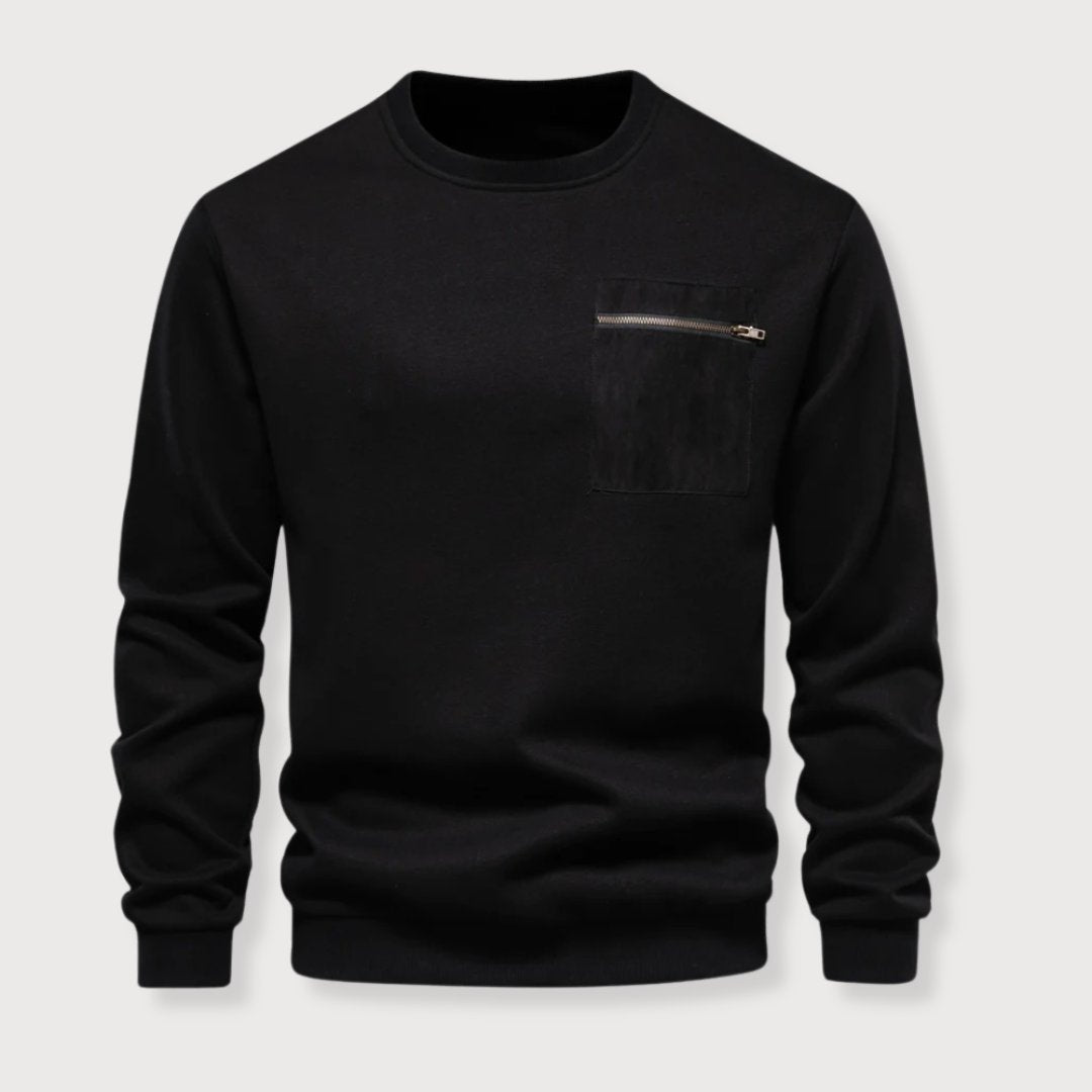 Men's Sweater Crewneck With Zipped Pocket Casual