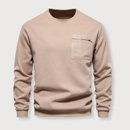 Men's Sweater Crewneck With Zipped Pocket Casual