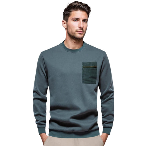 Men's Sweater Crewneck With Zipped Pocket Casual