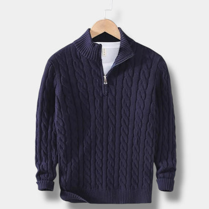 Men's Sweater Jacquard Mock Neck Stylish