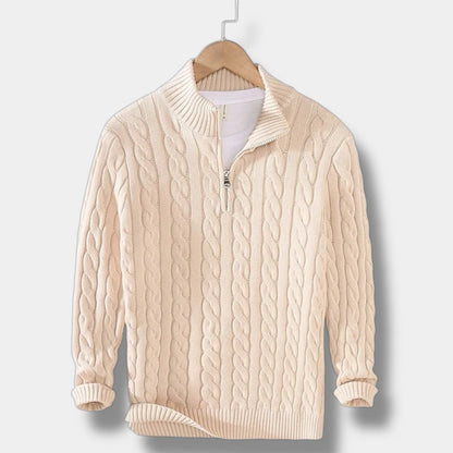 Men's Sweater Jacquard Mock Neck Stylish