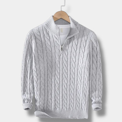 Men's Sweater Jacquard Mock Neck Stylish