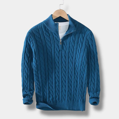 Men's Sweater Jacquard Mock Neck Stylish