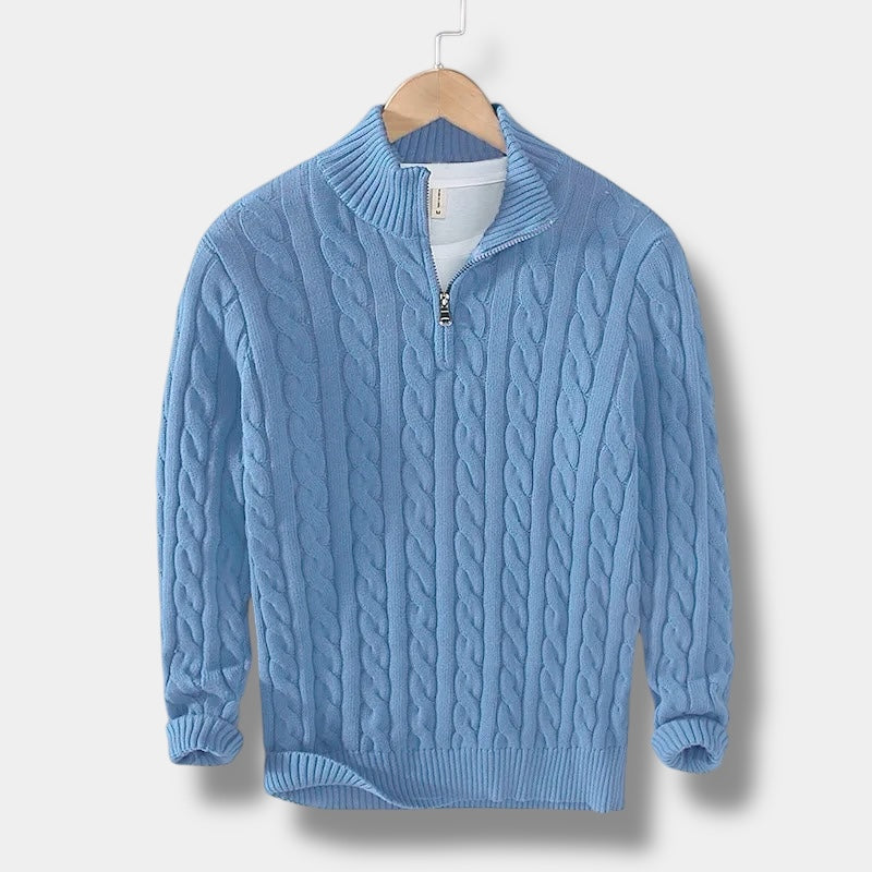 Men's Sweater Jacquard Mock Neck Stylish