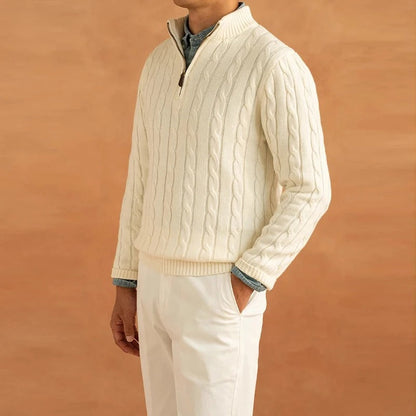 Men's Sweater Jacquard Mock Neck Stylish