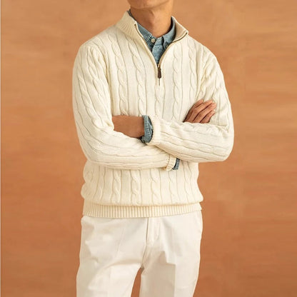 Men's Sweater Jacquard Mock Neck Stylish
