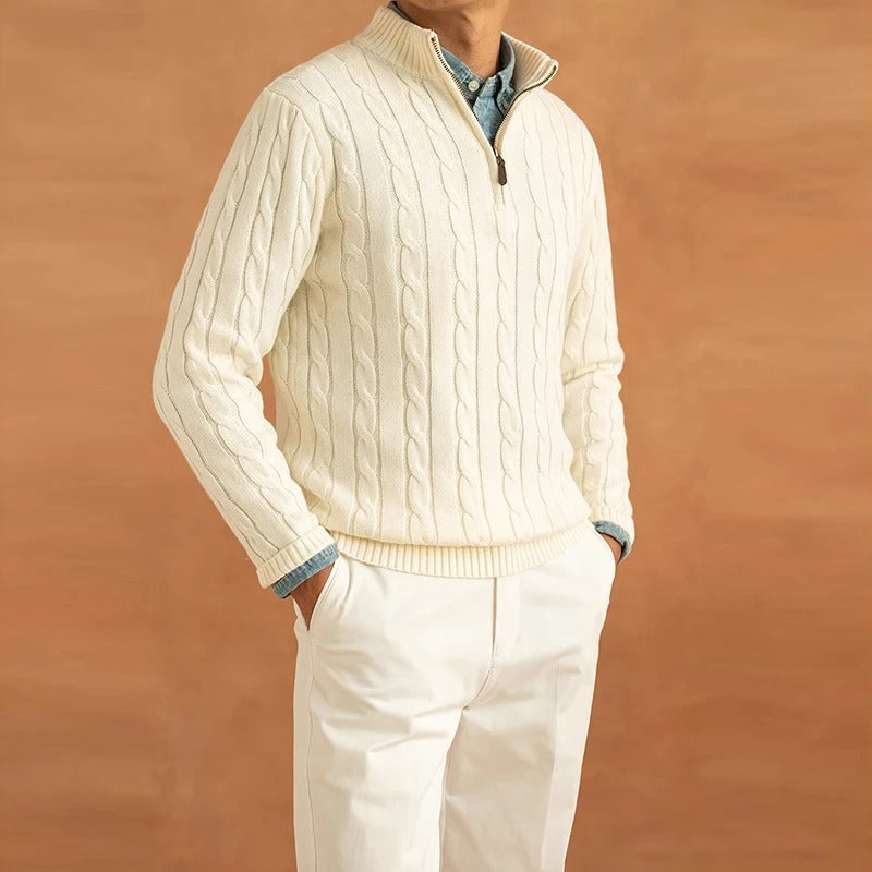 Men's Sweater Jacquard Mock Neck Stylish
