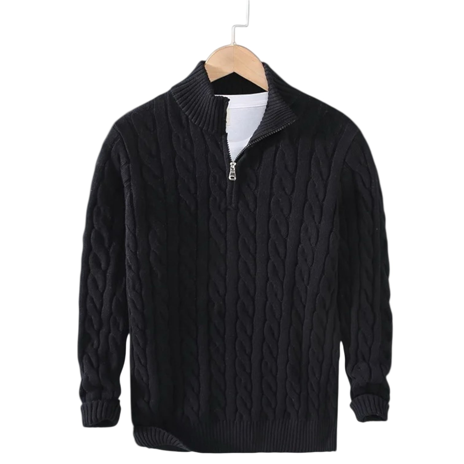 Men's Sweater Jacquard Mock Neck Stylish