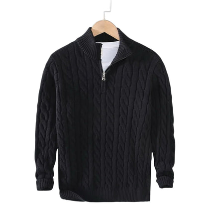 Men's Sweater Jacquard Mock Neck Stylish