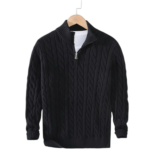 Men's Sweater Jacquard Mock Neck Stylish