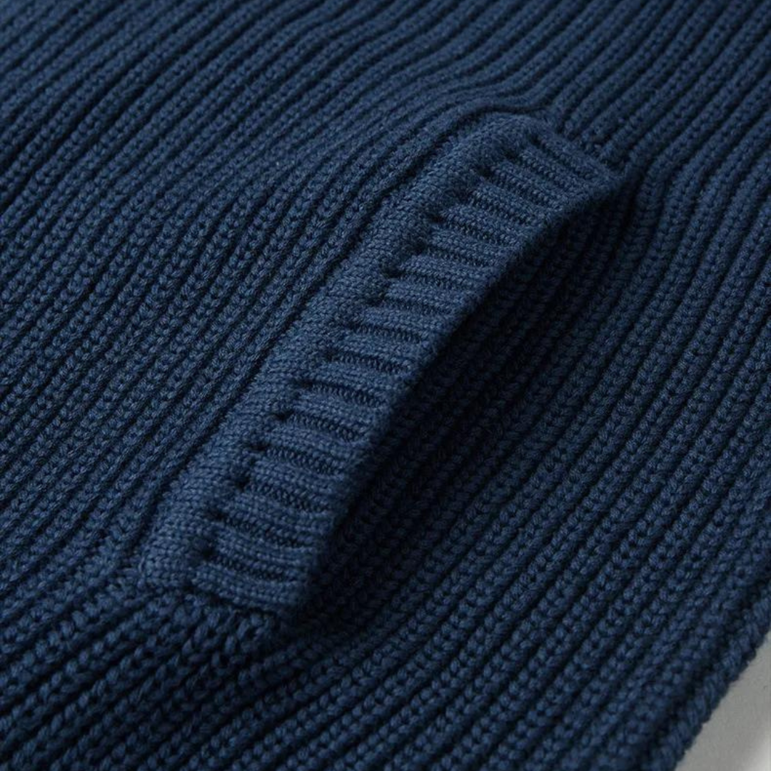 Men's Sweater with Zip Neck and Ribbed Texture