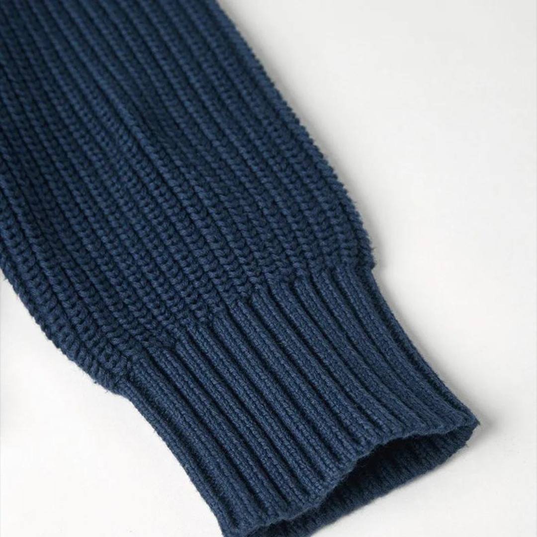 Men's Sweater with Zip Neck and Ribbed Texture
