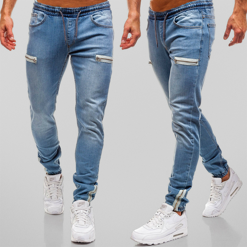 Men's Sweatpants Denim Casual Cotton With Drawstring Fastening