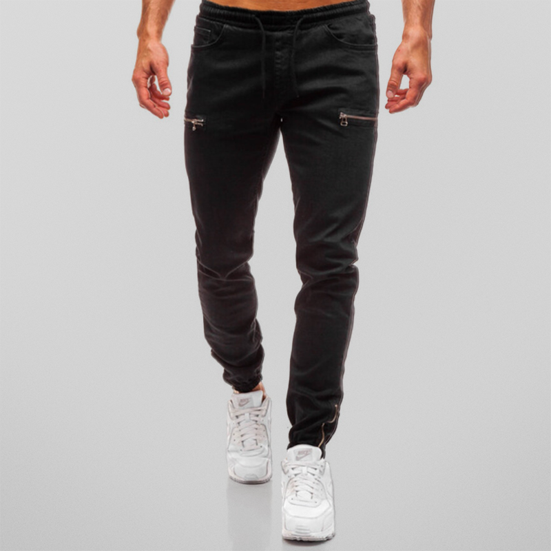 Men's Sweatpants Denim Casual Cotton With Drawstring Fastening