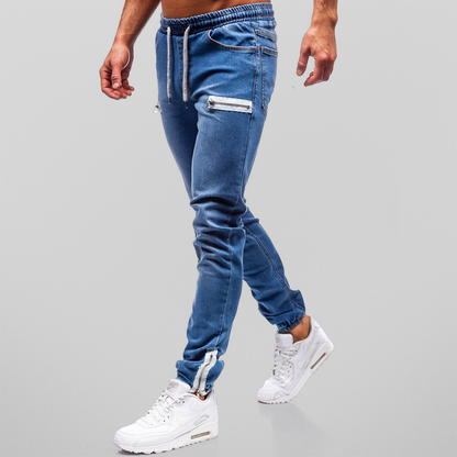 Men's Sweatpants Denim Casual Cotton With Drawstring Fastening