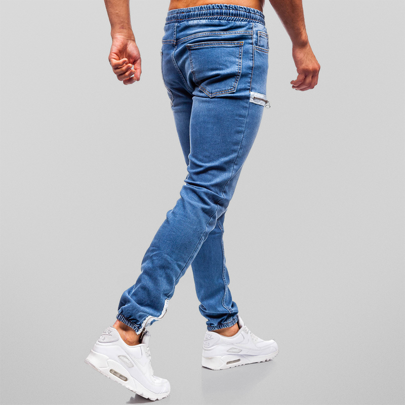 Men's Sweatpants Denim Casual Cotton With Drawstring Fastening