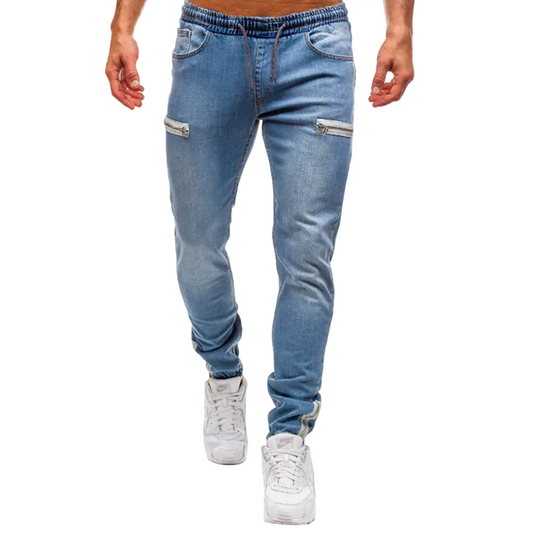Men's Sweatpants Denim Casual Cotton With Drawstring Fastening