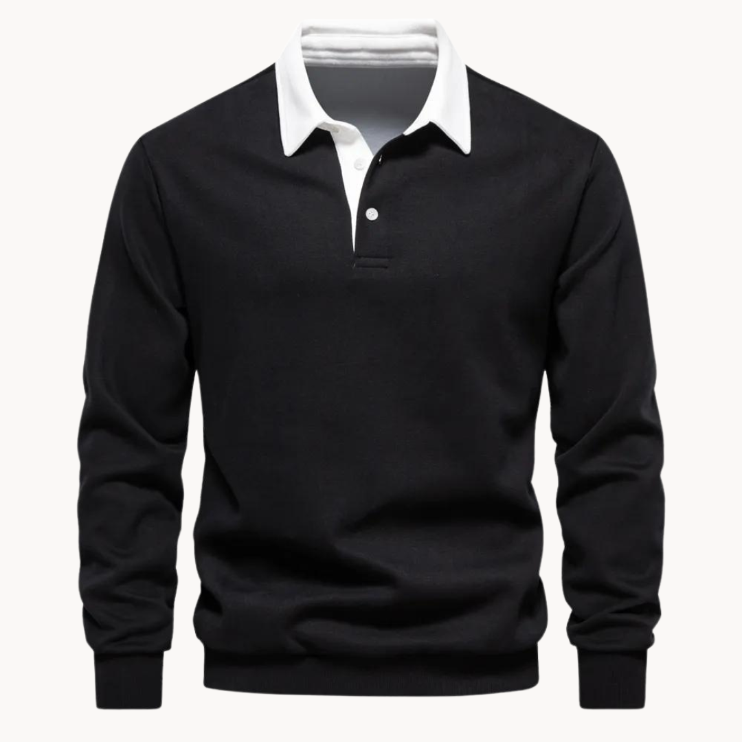 Men's Sweatshirt Polo Retro Style With Contrasting Collar