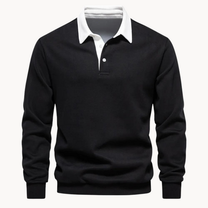 Men's Sweatshirt Polo Retro Style With Contrasting Collar