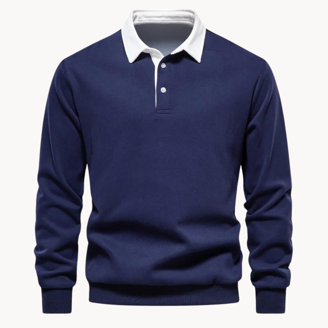 Men's Sweatshirt Polo Retro Style With Contrasting Collar