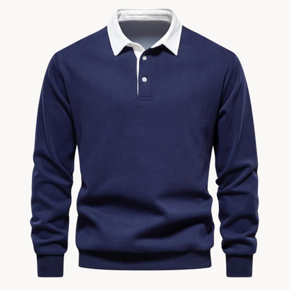 Men's Sweatshirt Polo Retro Style With Contrasting Collar